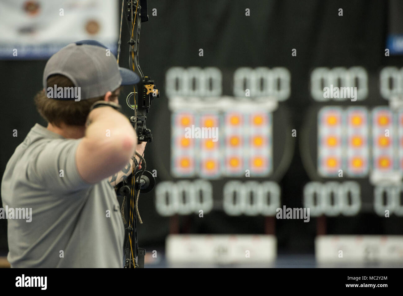 180126NZA6920127 U.S. Navy veteran, J. Garrett Newman, competes in the bowhunter category at