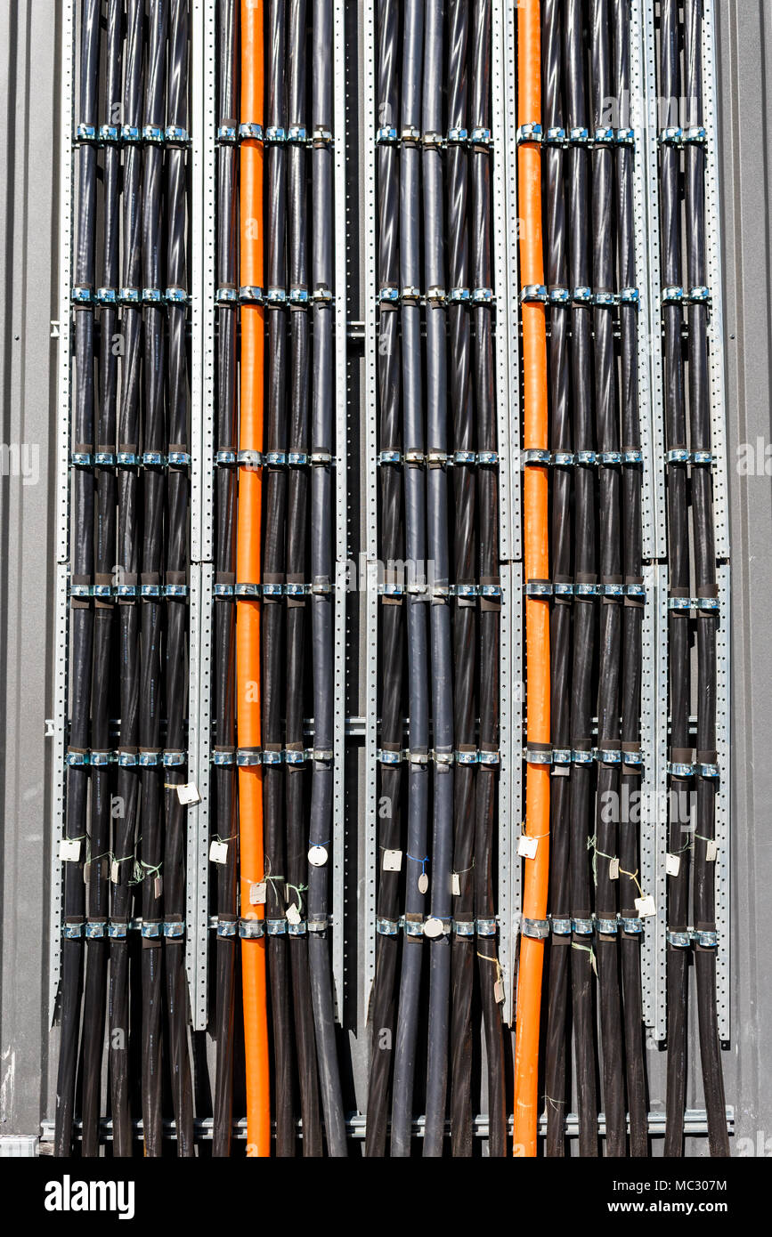highvoltage wires, multicore cables Stock Photo Alamy