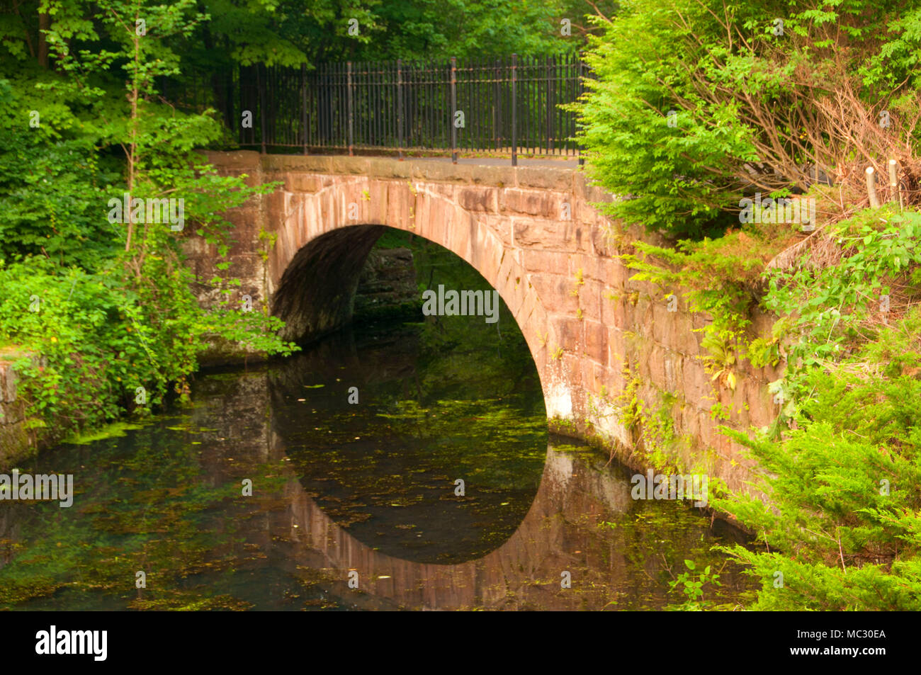 Lock 12 rockwork bridge along Farmington Canal Heritage Trail, Lock 12