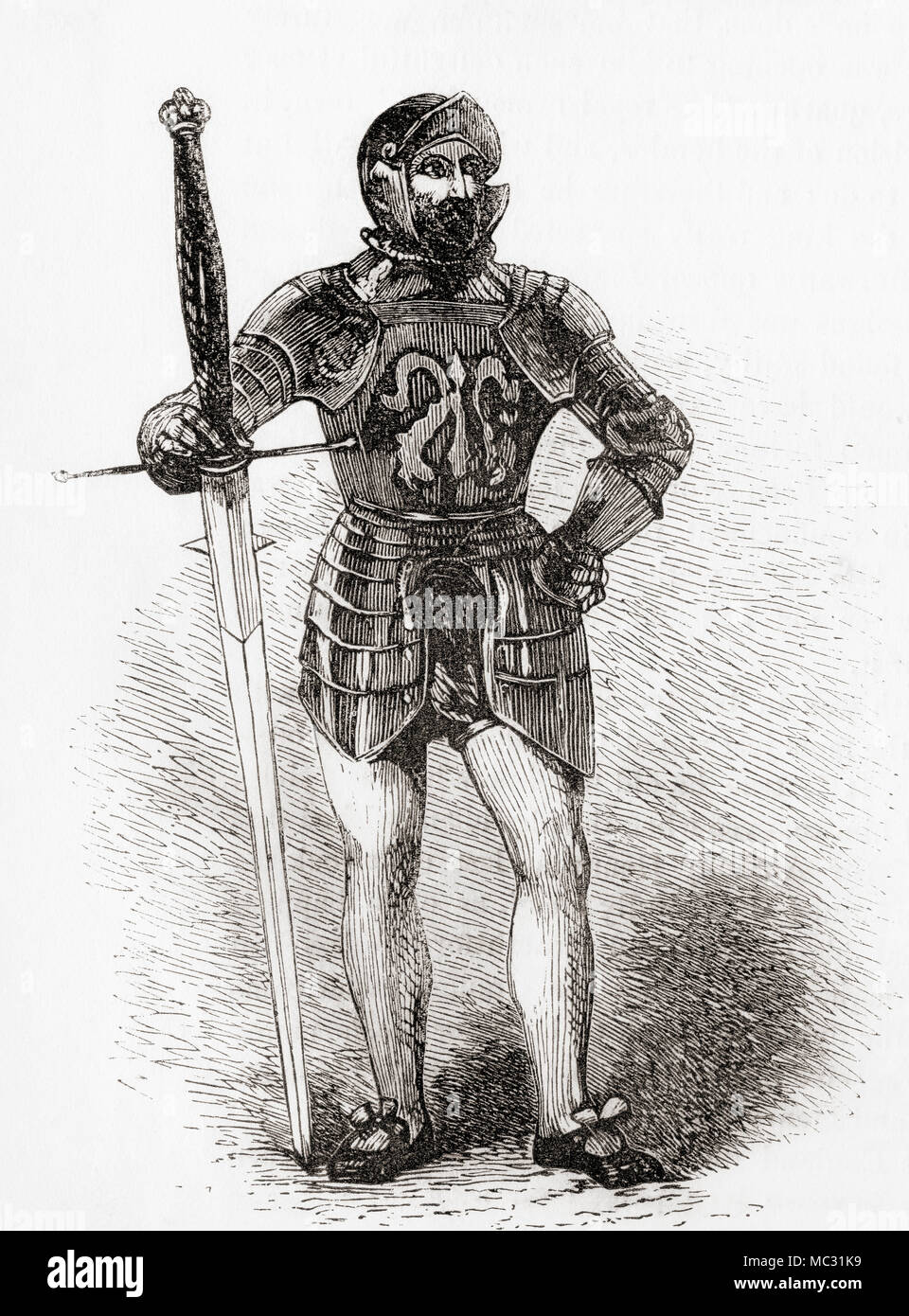 A 16th century foot soldier holding a longsword. From Old England: A ...