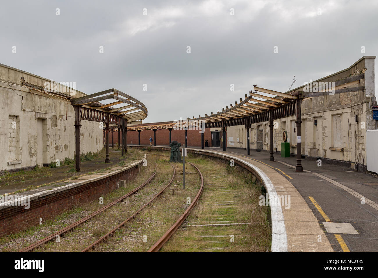 Folkestone, Kent, England, UK - October 29, 2016: The remains of the old Folkestone Harbour railway station Stock Photo