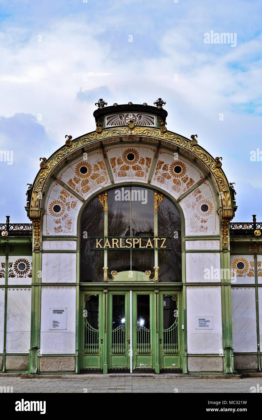 Otto Wagner Pavilon in Vienna, Austria Stock Photo