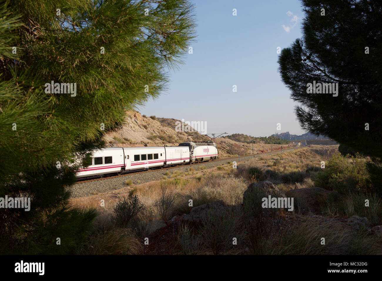 Renfe passenger train in the countryside of Spain Stock Photo - Alamy