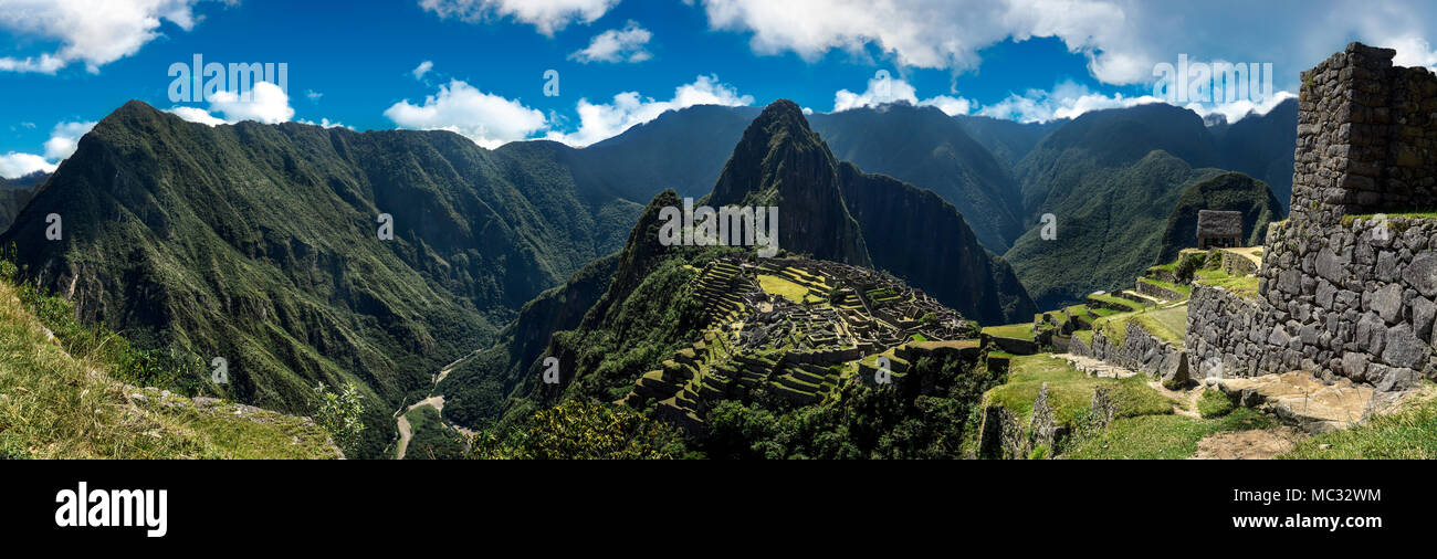 Machu Picchu Peru - Panoramic View on a mountain Stock Photo - Alamy