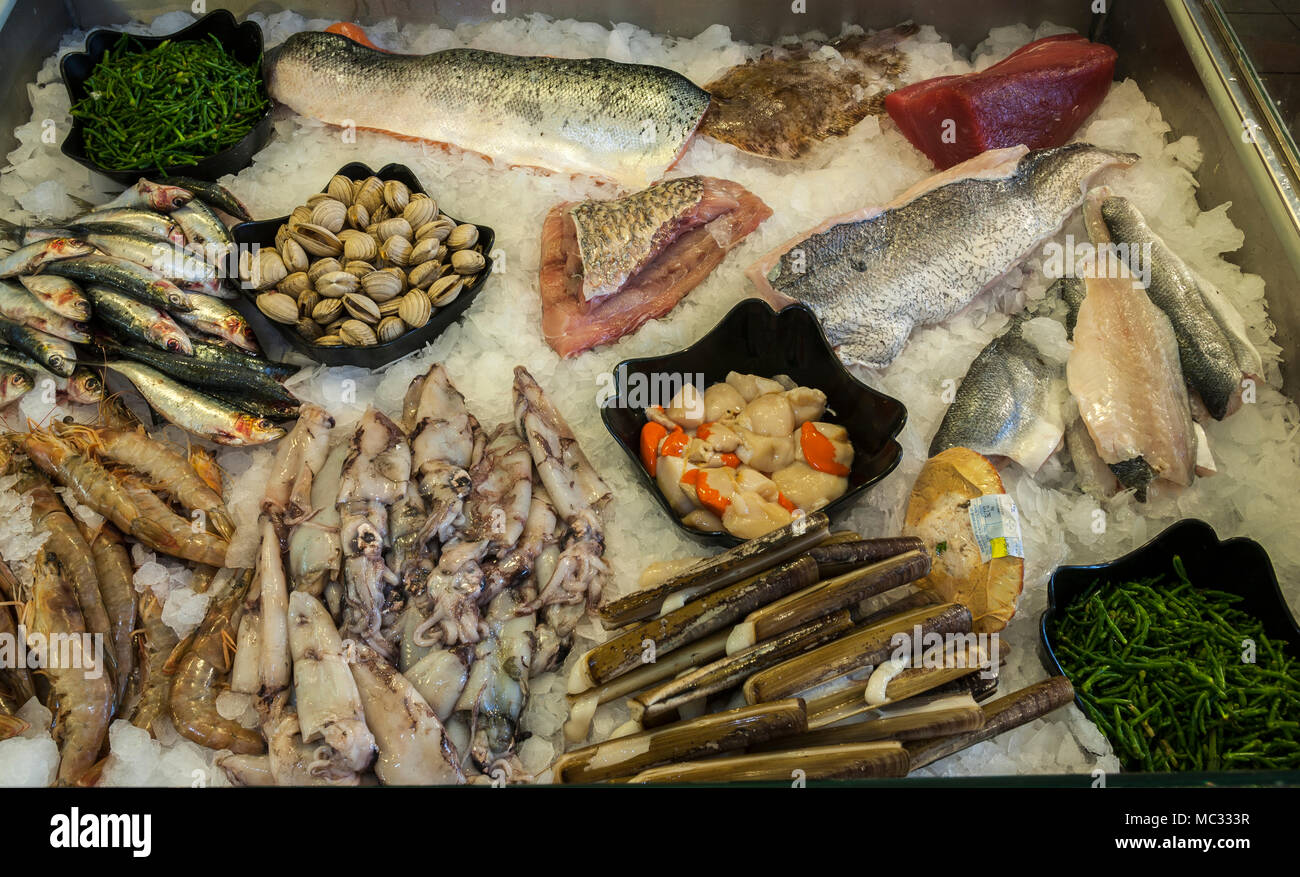 Fish for sale in a Deli Counter Stock Photo