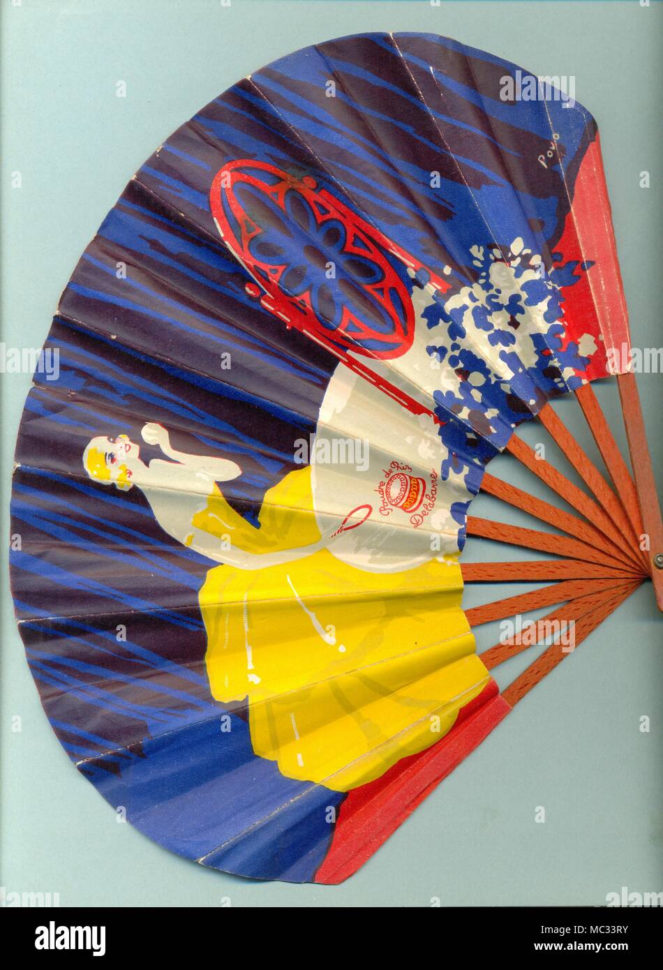 Hand fan advertising face powder circa 1925 Stock Photo - Alamy