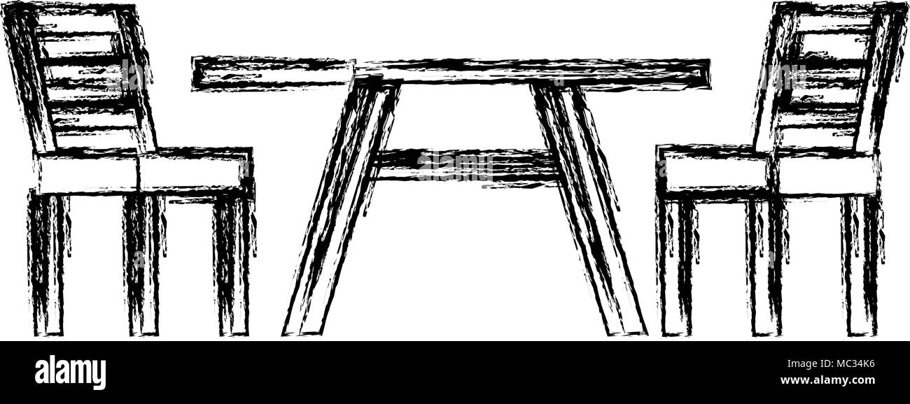 wooden table with chairs Stock Vector Image & Art - Alamy