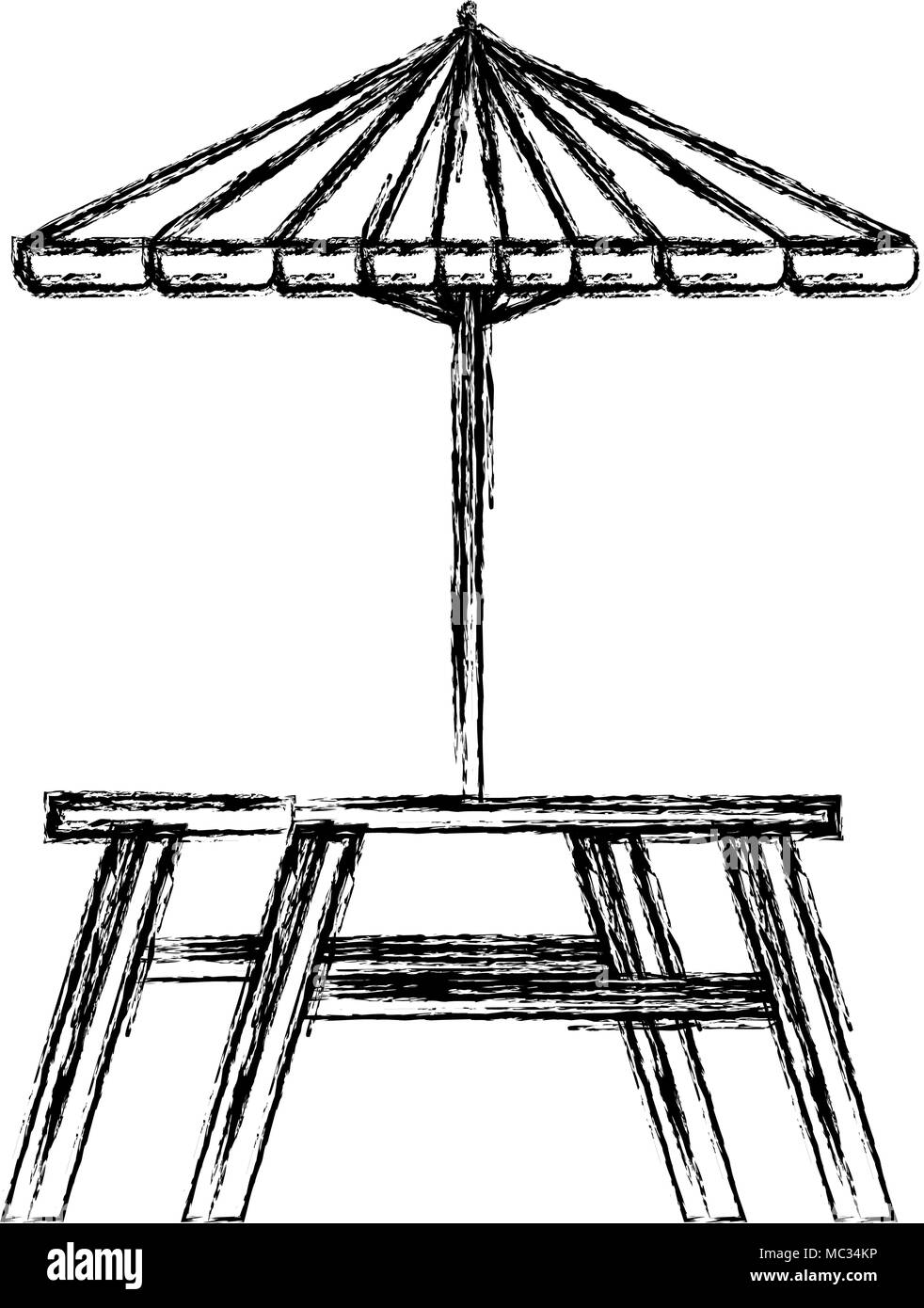 Outdoor picnic table with umbrella hi-res stock photography and images