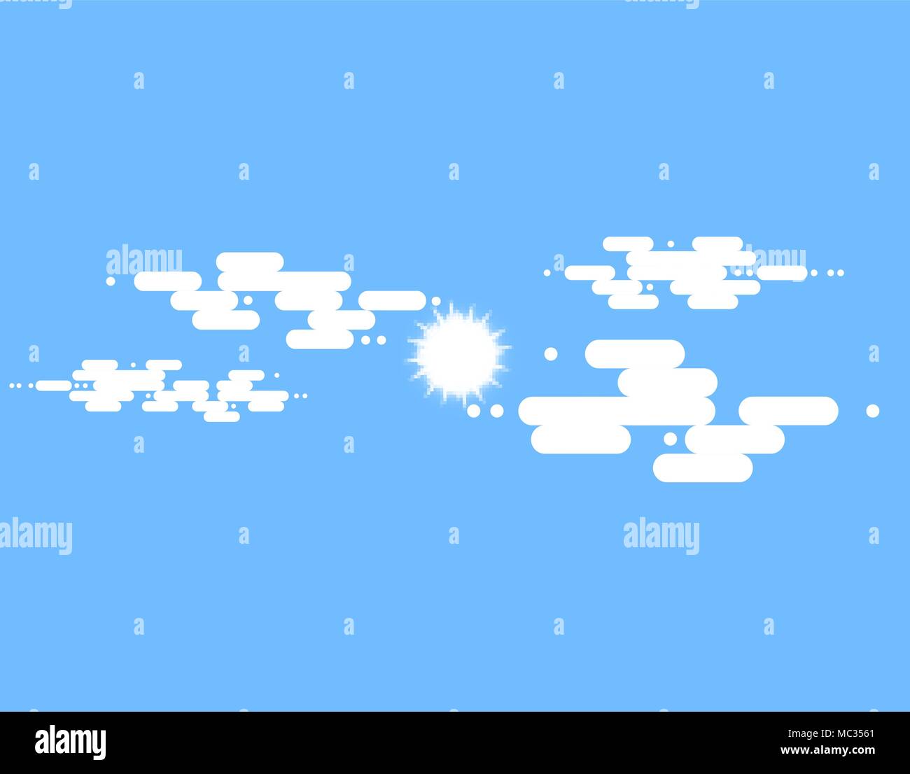Vector flat cloud set. Blue sky with white clouds. Vector stock illustration Stock Vector