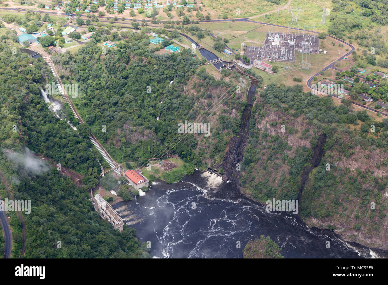Hydroelectric power station by the Victoria Falls (MosioaTunya) on
