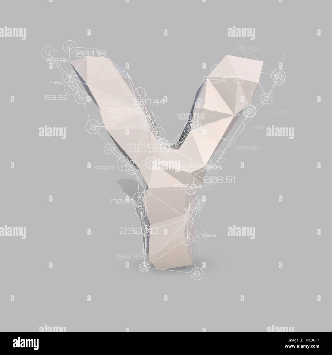 Capital latin letter Y in low poly style. Stock Vector