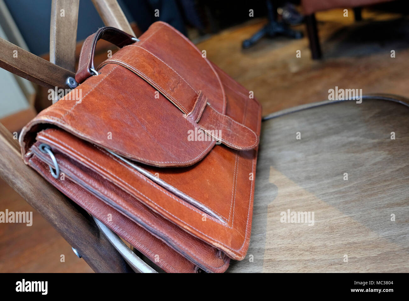 vintage brown leather briefcase Stock Photo Alamy