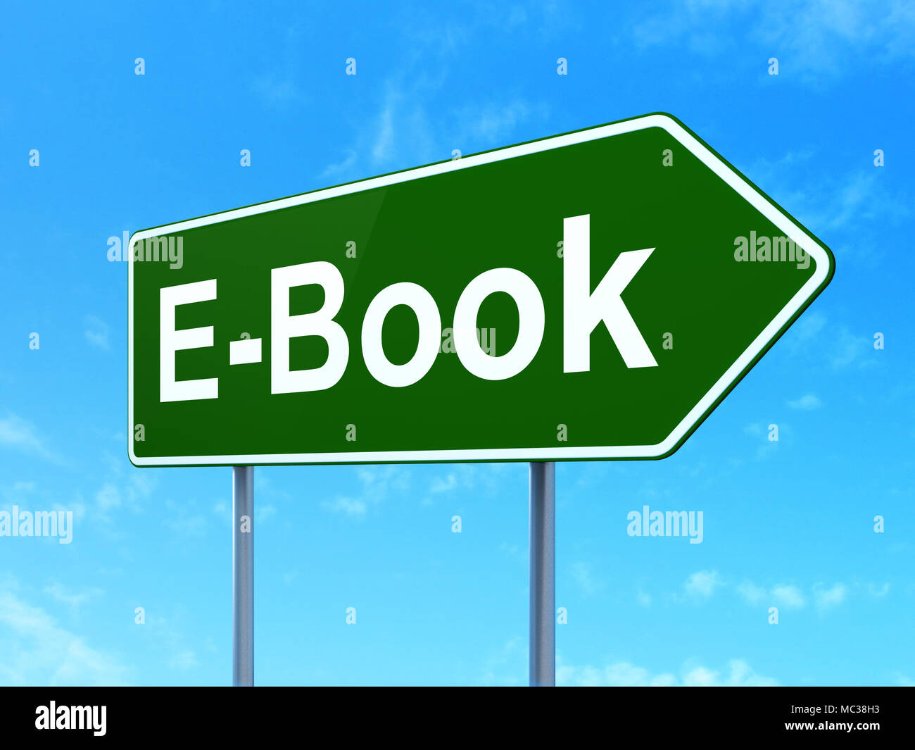 Studying concept: E-Book on road sign background Stock Photo - Alamy