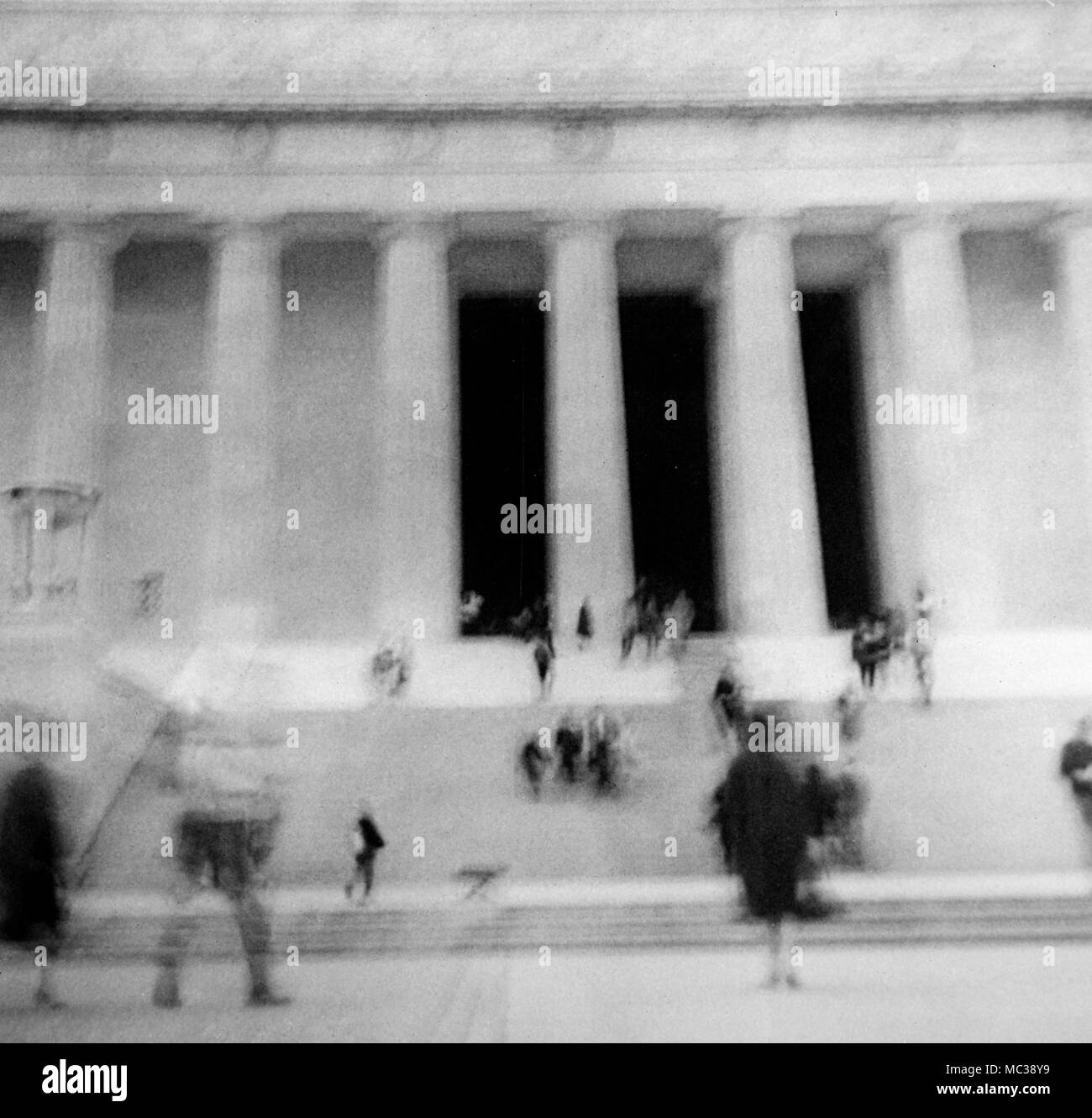 Blurry motion-filled photo of the Lincoln Memorial, ca. 1930s. Stock Photo