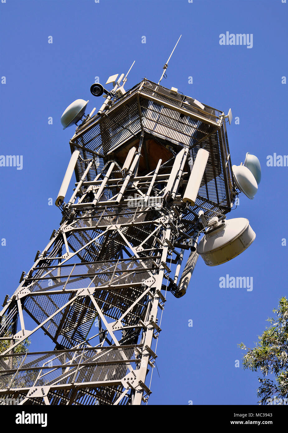 Metal tower with equipment (radio links, antennas
