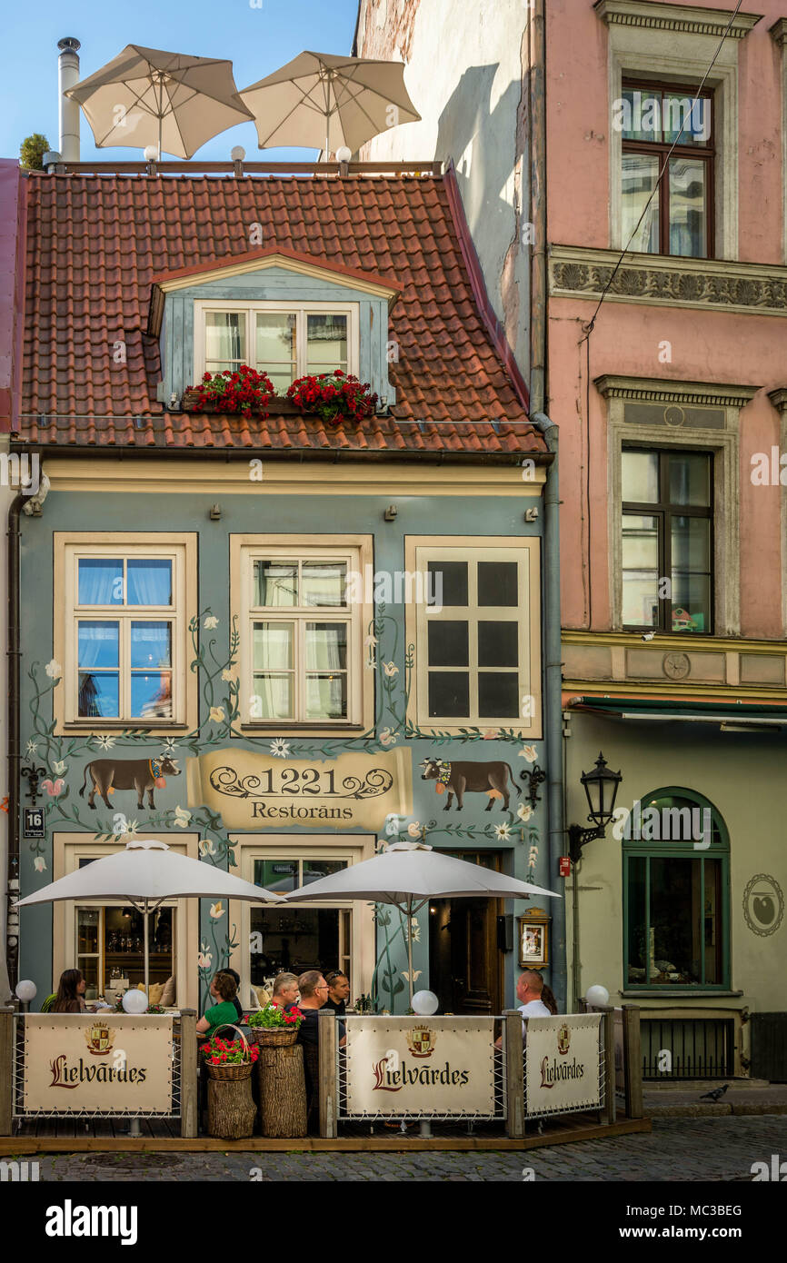 The cute little restaurant, 1221 Restorāns, in Riga (Latvia). Stock Photo