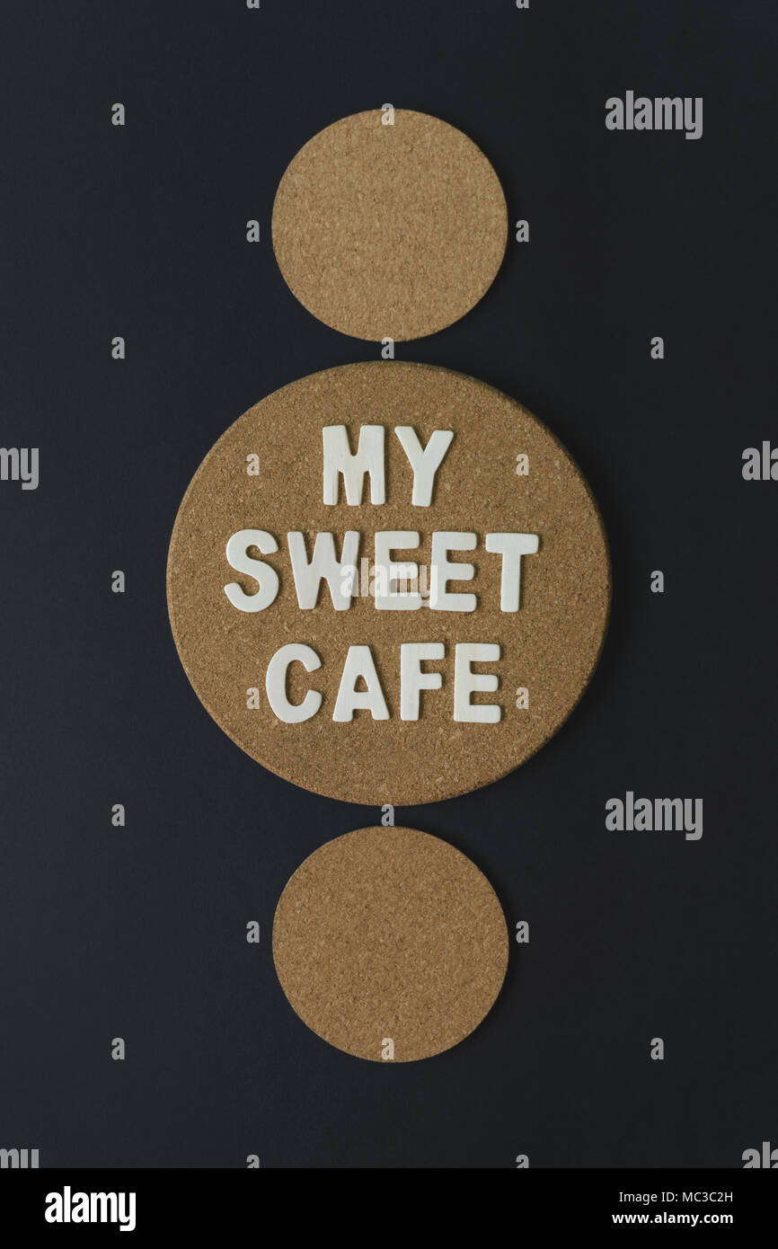 My Sweet Cafe lettering for coffee shop wall display Stock Photo