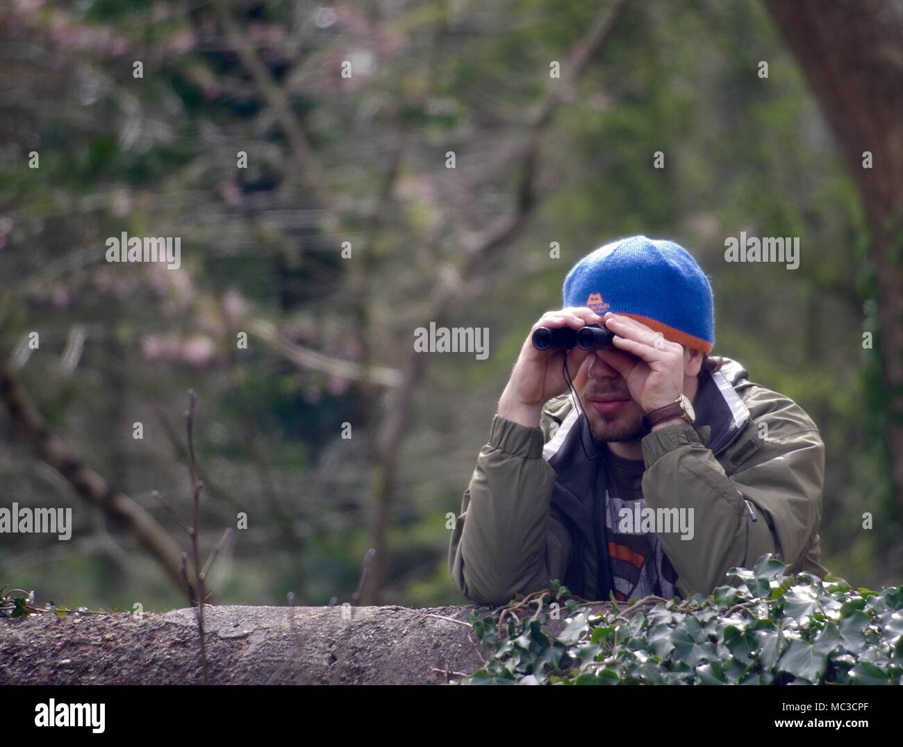 Naturalist Birdwatching with Pocket Leica Binoculars. Bickleigh Mill