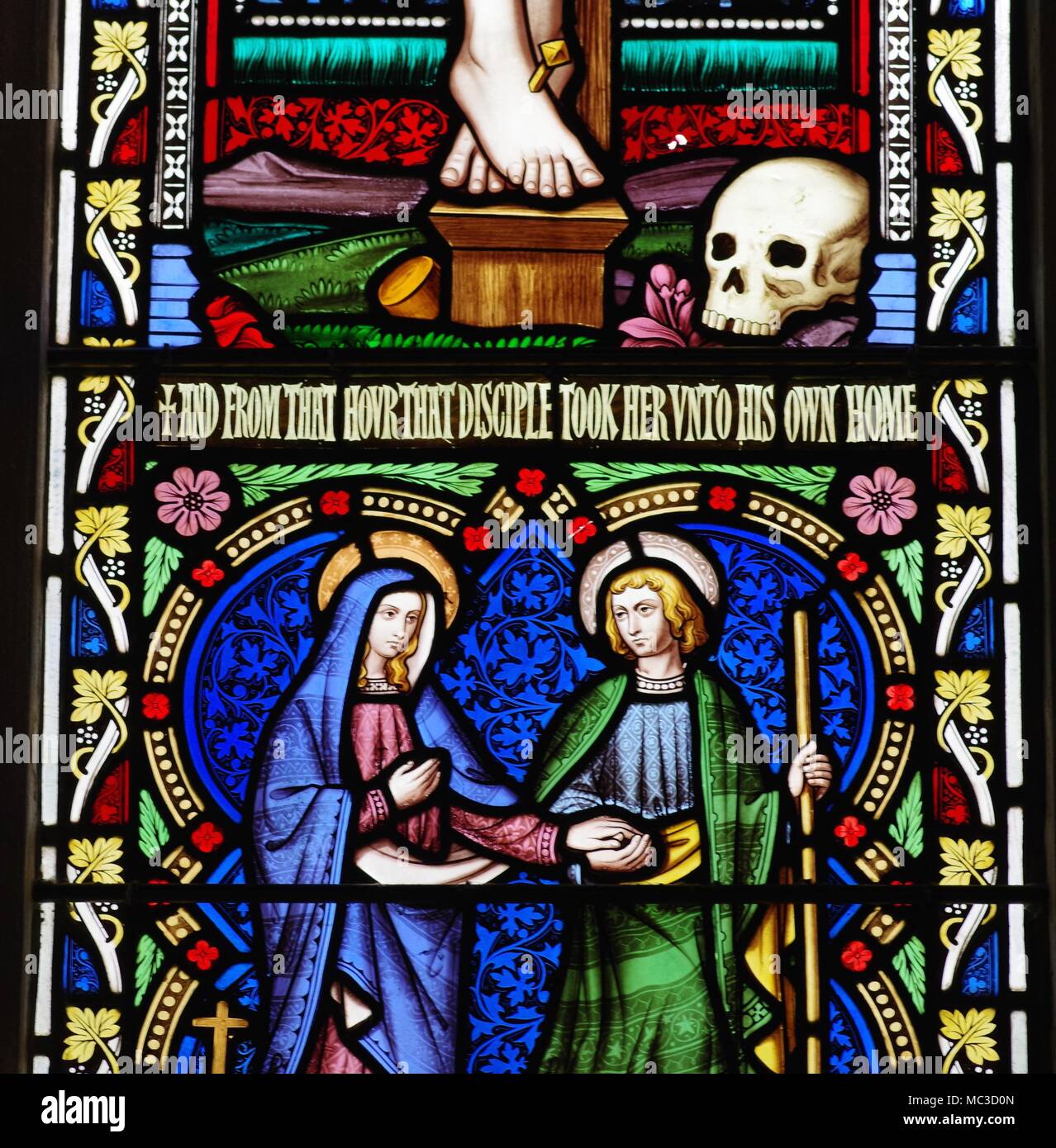 Backlit Stained Glass in the Windows of St Mary The Virgin Church in