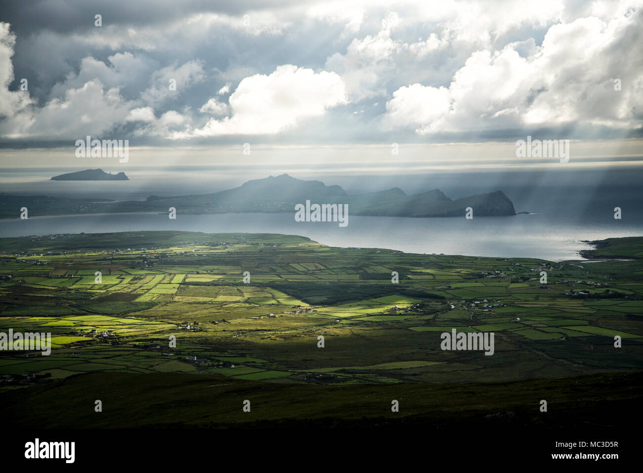View west from Mount Brandon, Dingle peninsula Stock Photo