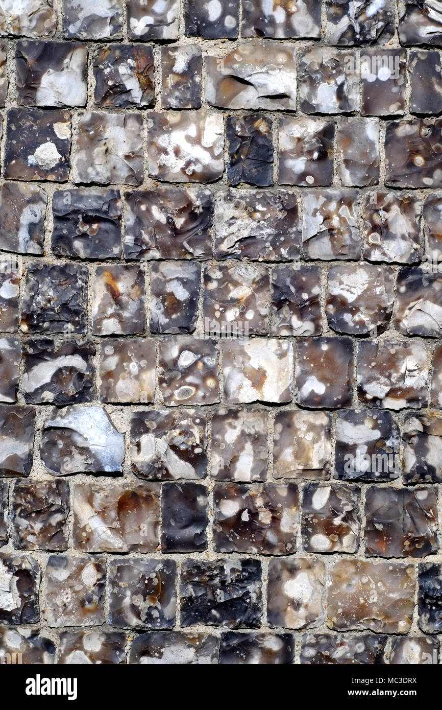 Square napped flints in a Georgian church wall, Lewes, East Sussex, UK Stock Photo