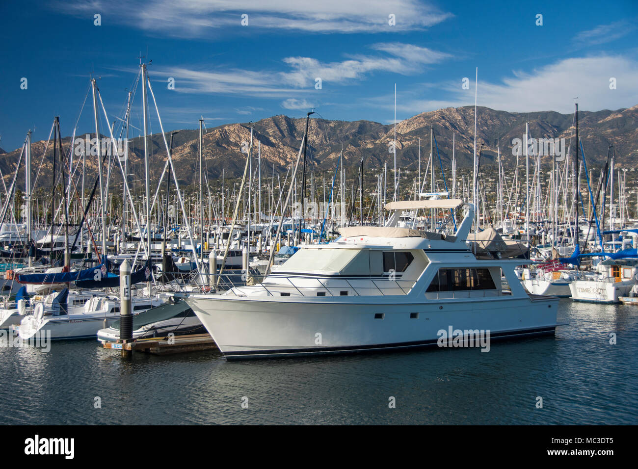 Boat docked in Santa Barbara Harbor Stock Photo Alamy