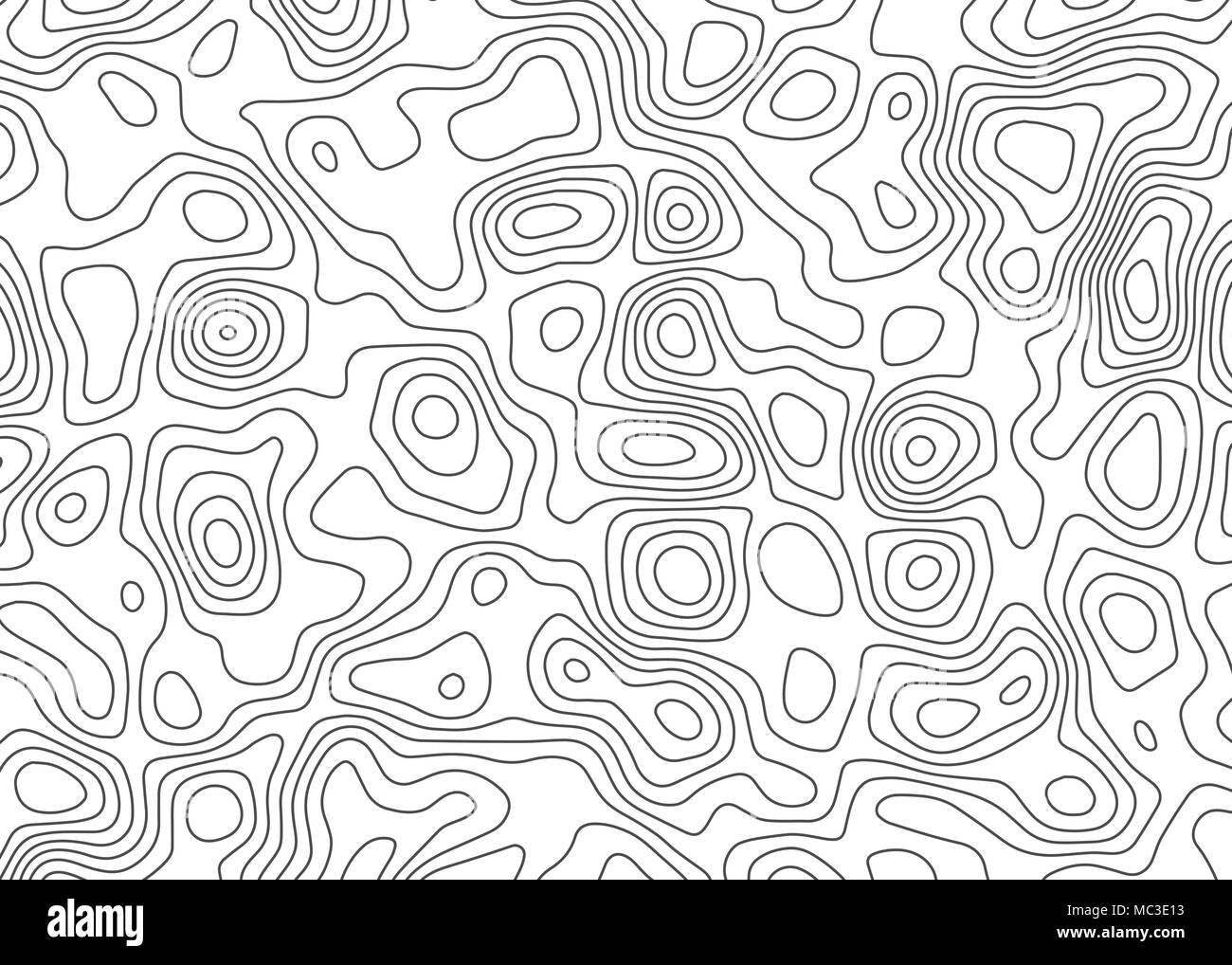 Topographic map backdrop. Conditional geography scheme and the terrain path. Contour line abstract background. Stock Vector