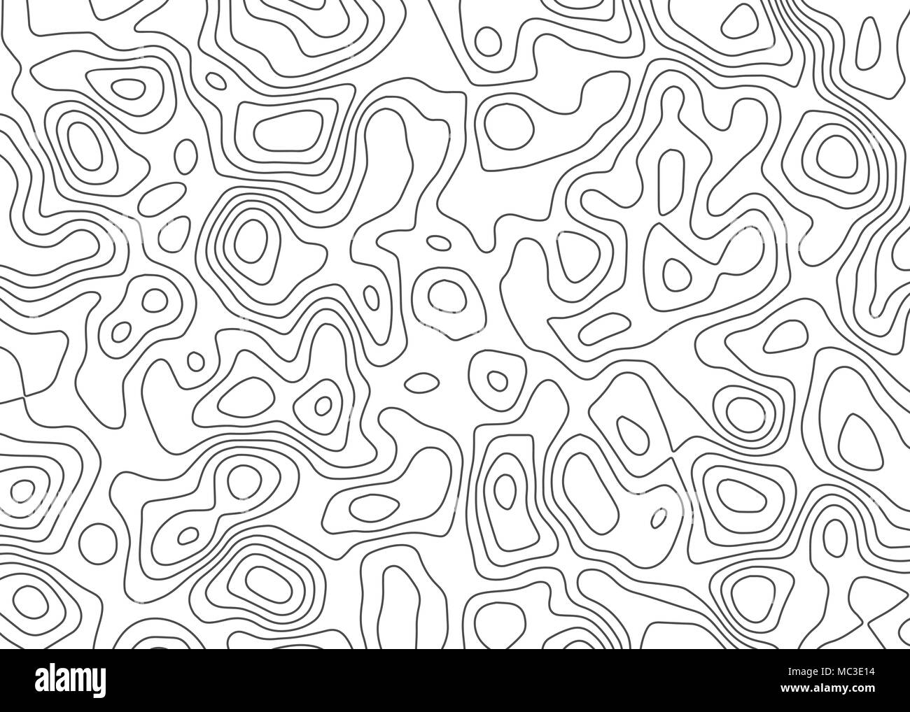 Topographic map backdrop. Conditional geography scheme and the terrain path. Contour line abstract background. Stock Vector