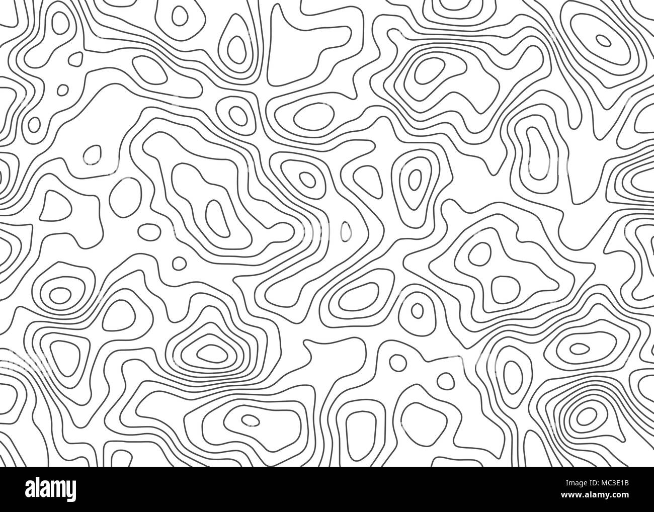 Topographic map backdrop. Conditional geography scheme and the terrain path. Contour line abstract background. Stock Vector
