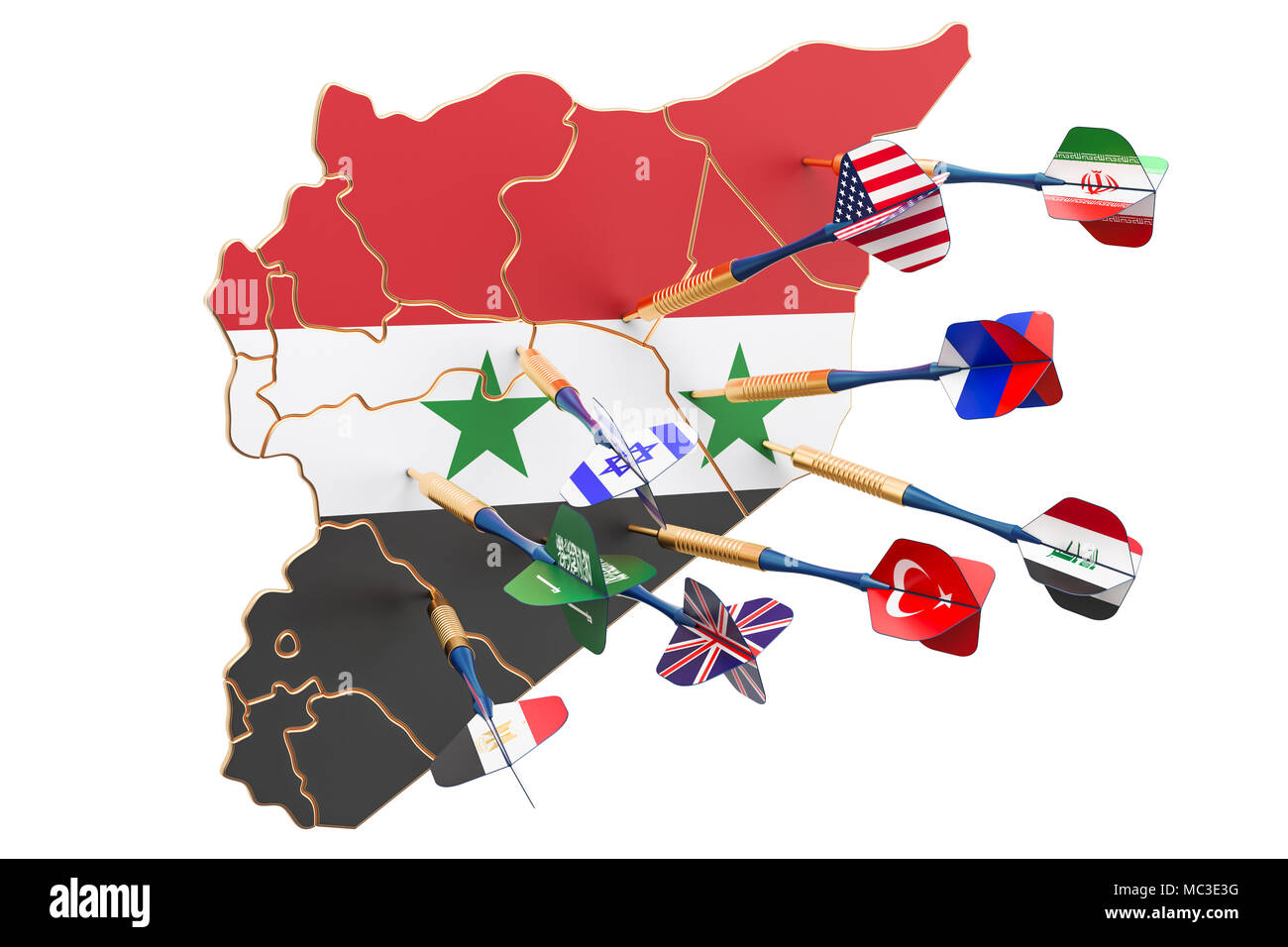 Syrian political and war conflict concept, 3D rendering Stock Photo