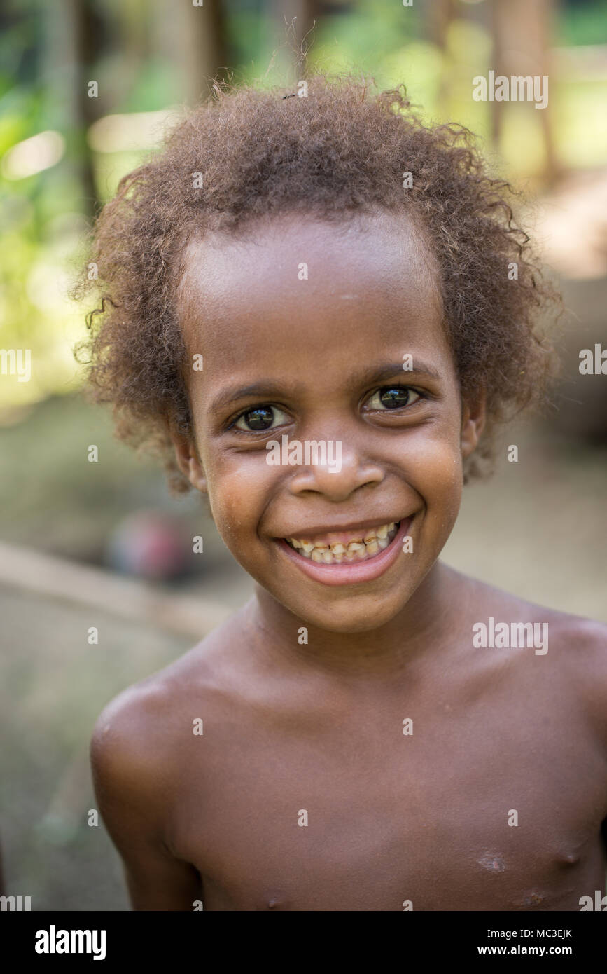 Smiling boy, Kanganaman Village, East Sepik Province, Papua New Guinea Stock Photo