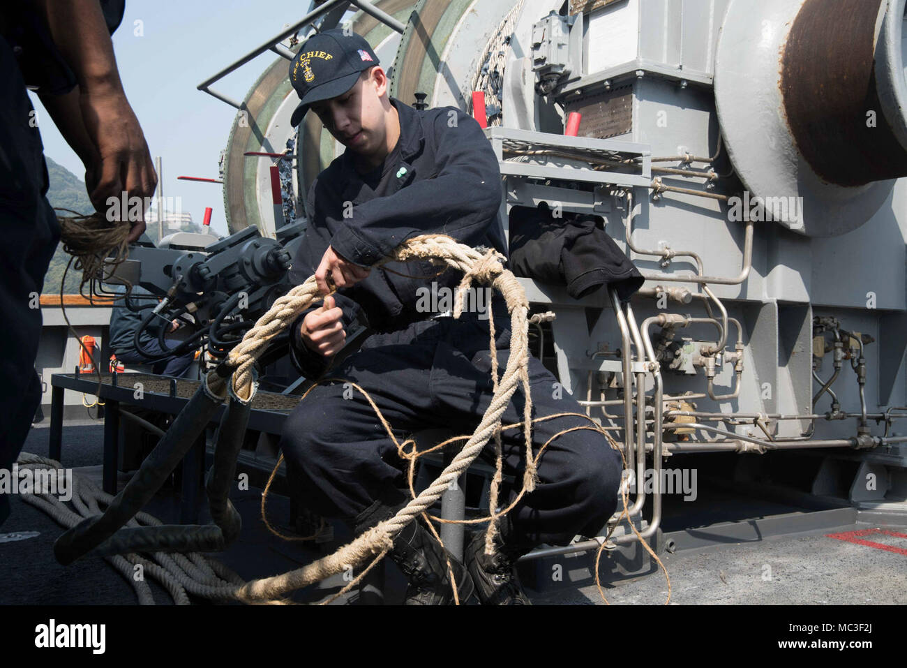 SASEBO, Japan (March 27, 2018) Mineman Seaman Luis Correa, from San