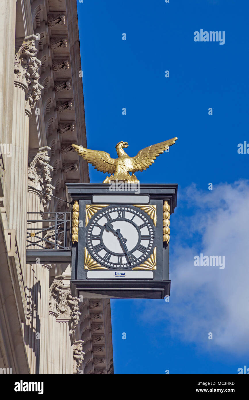 City of London.  An ornate spread eagle clock in King William Street Stock Photo