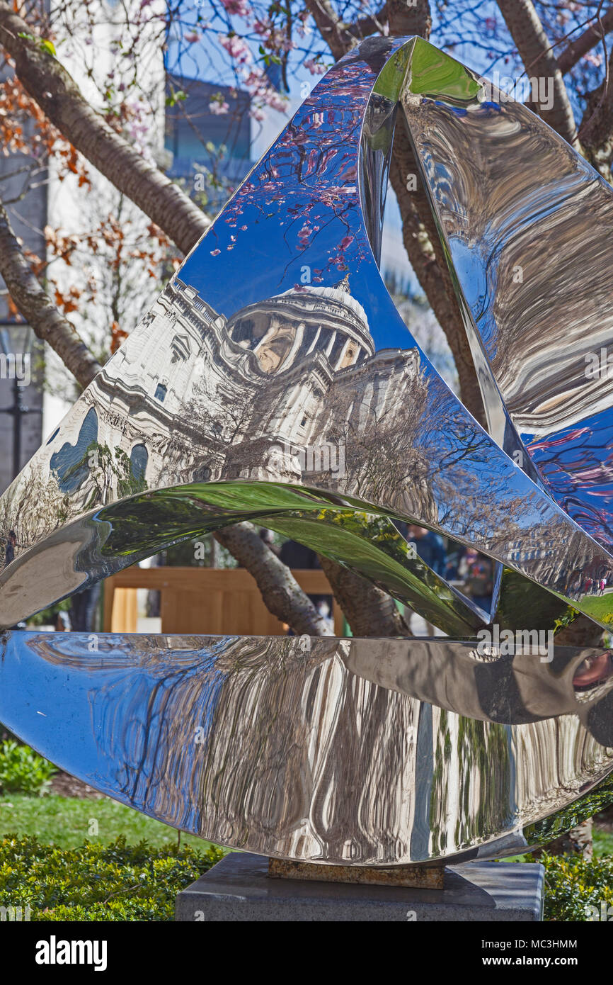 City of London A reflection of St Paul's Cathedral in Paul Mount's