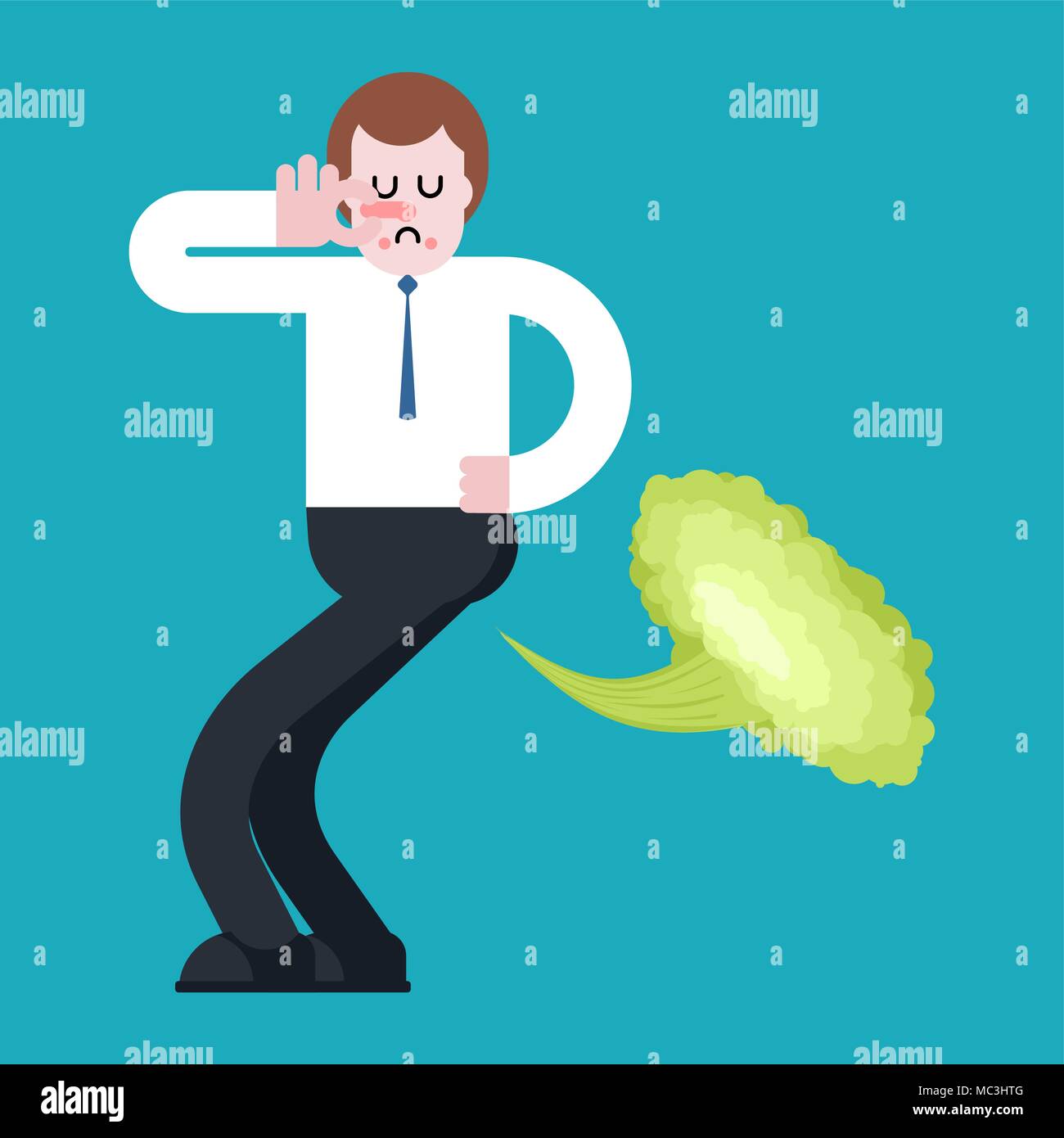 Fart guy. Bad smell. Cloud Stench. Vector illustration Stock Vector