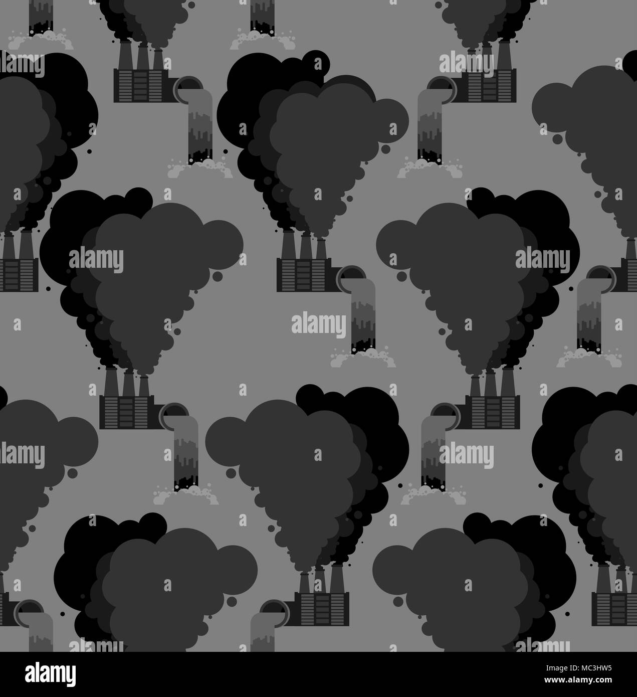 Pollution Pattern Background Pollution of environment seamless pattern. Plants background. Factory ...