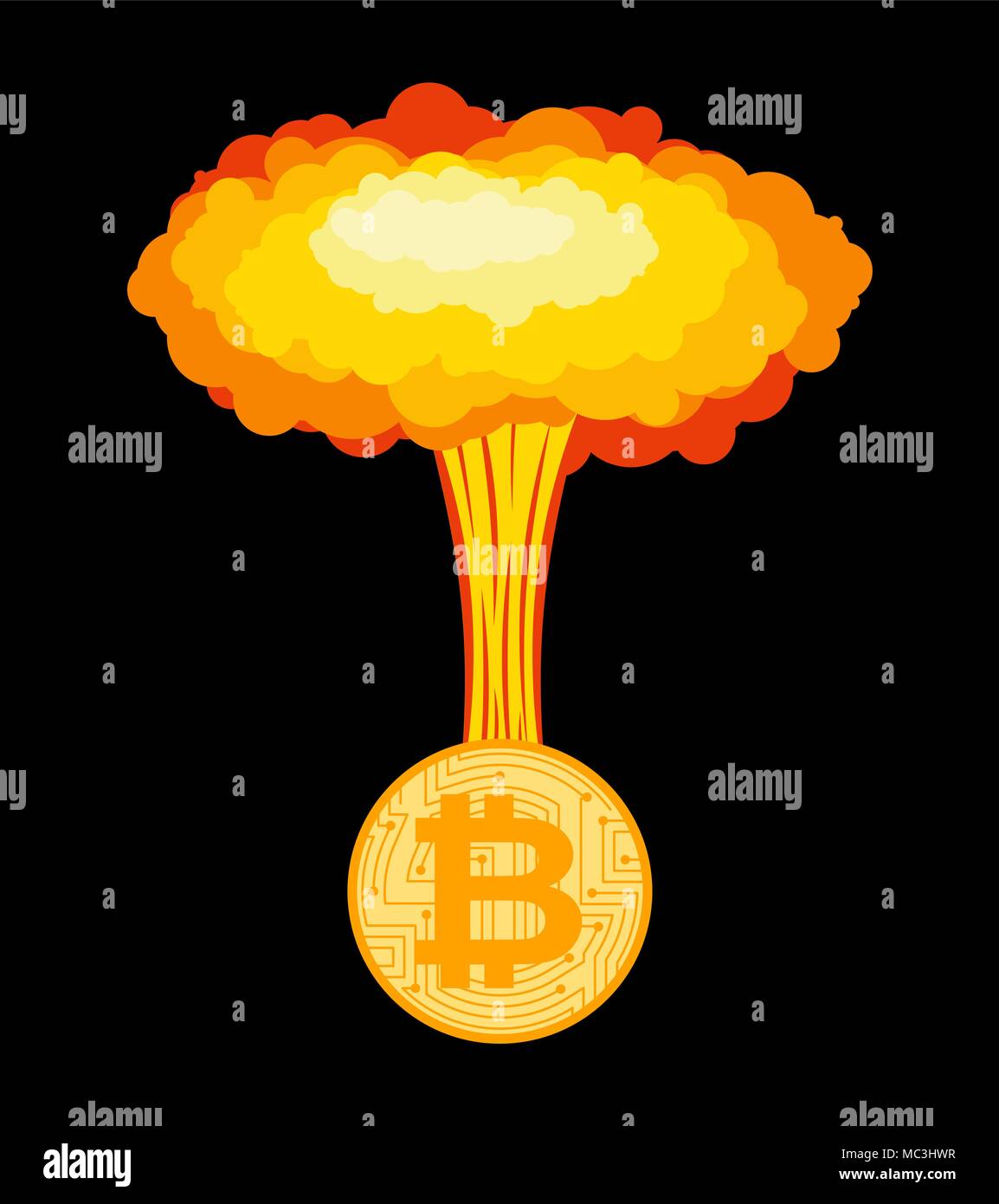 Bitcoin explosion. Big cloud of crypto currency Stock Vector Image & Art -  Alamy