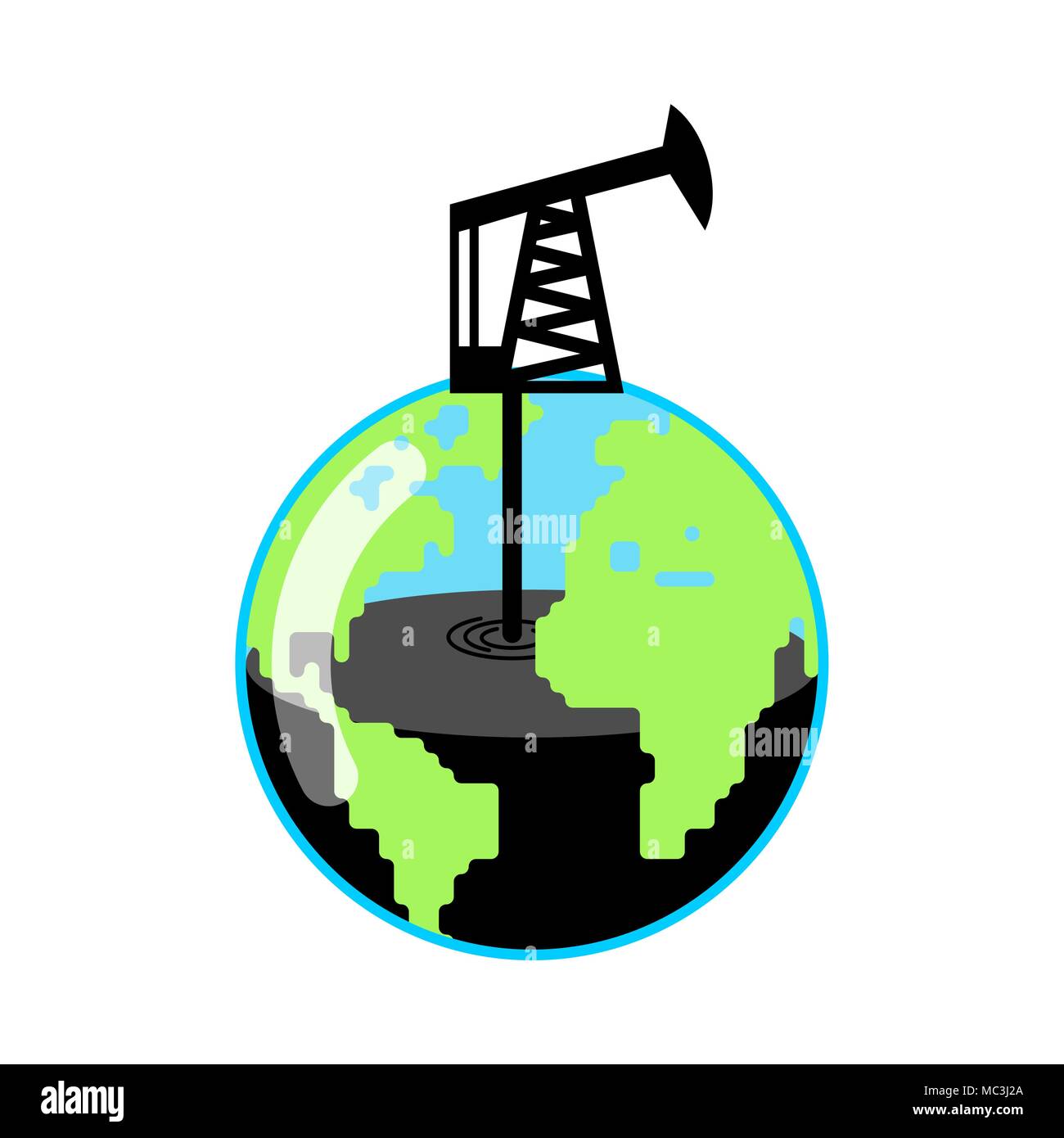 Earth and Pump jack and Oil production. Petrol