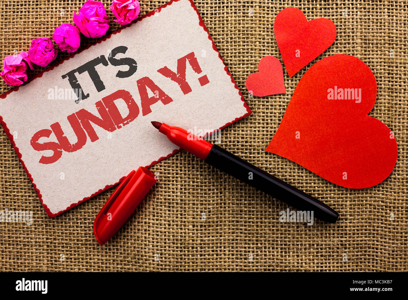 Weekend Rwst Sunday Word writing text It's Sunday Call. Business concept for Relax Enjoy ...
