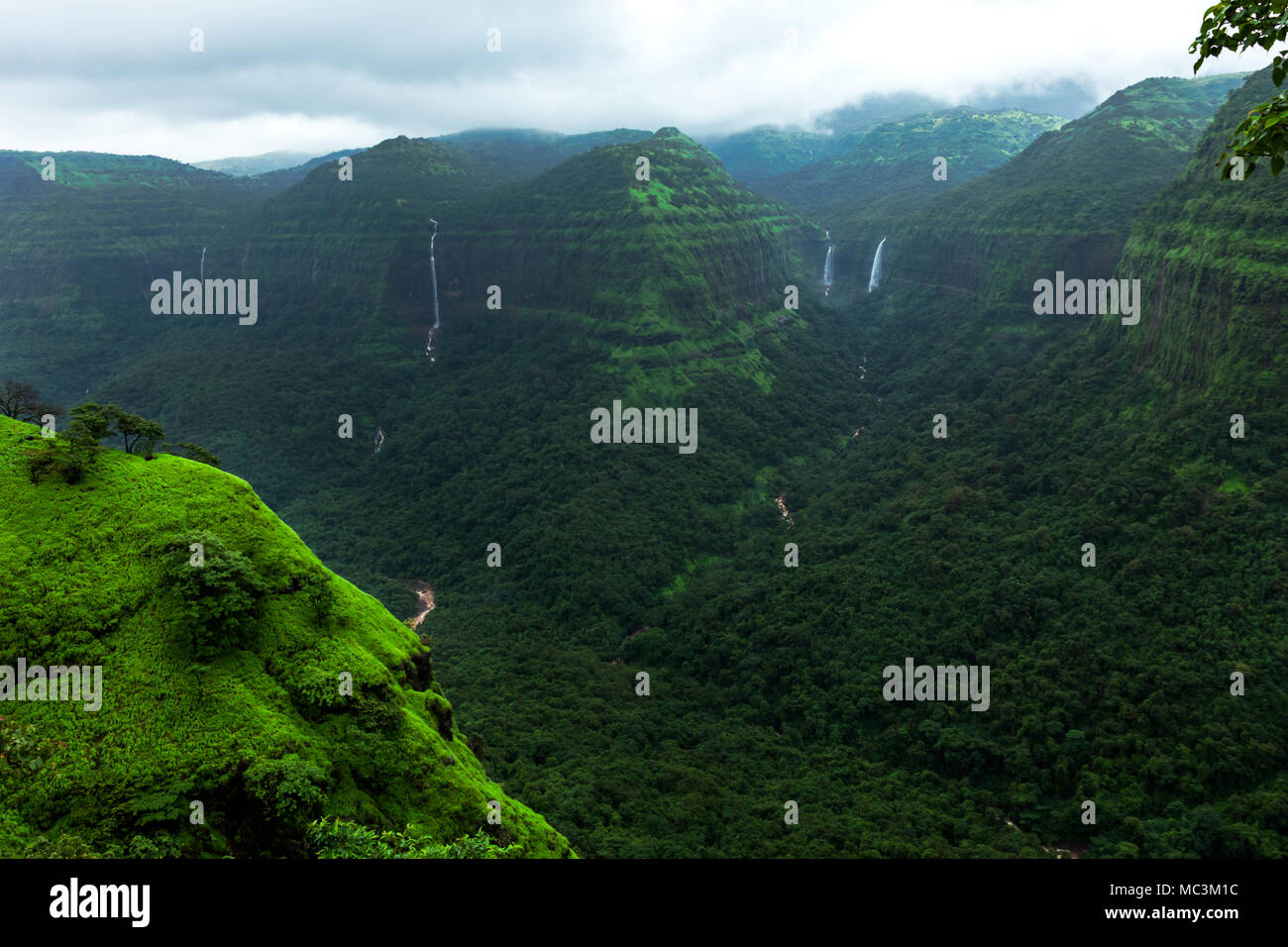 The monsoon landscape vistas from western ghats around Pune, Maharashtra, India Stock Photo