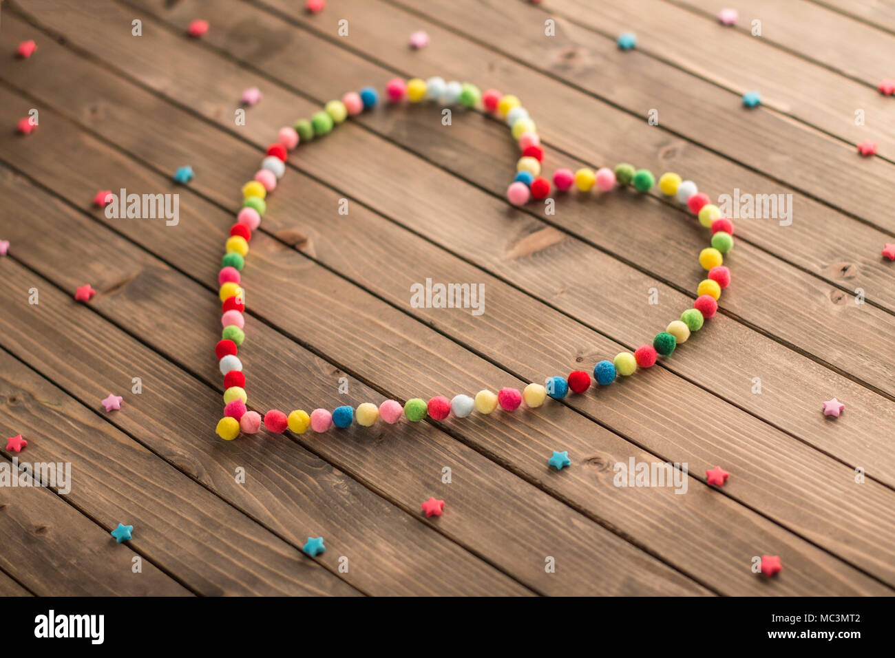 Bright Wooden Heart Beads