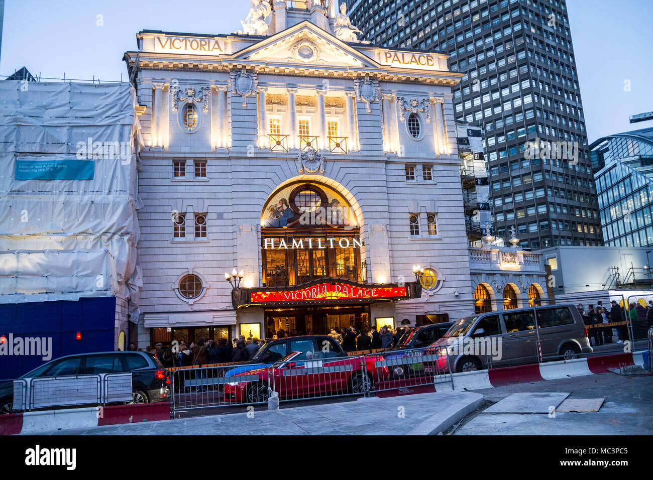 Hamilton Musical Production, West End London at  (book, music and lyrics by Lin-Manuel Miranda the Victoria Palace Theatre (2018 Stock Photo