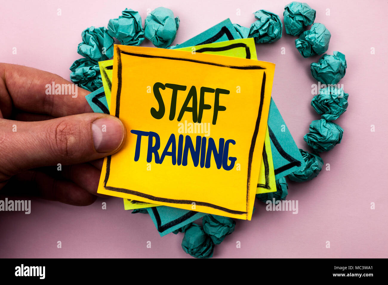 Handwriting text Staff Training. Concept meaning Teaching Teamwork new ...