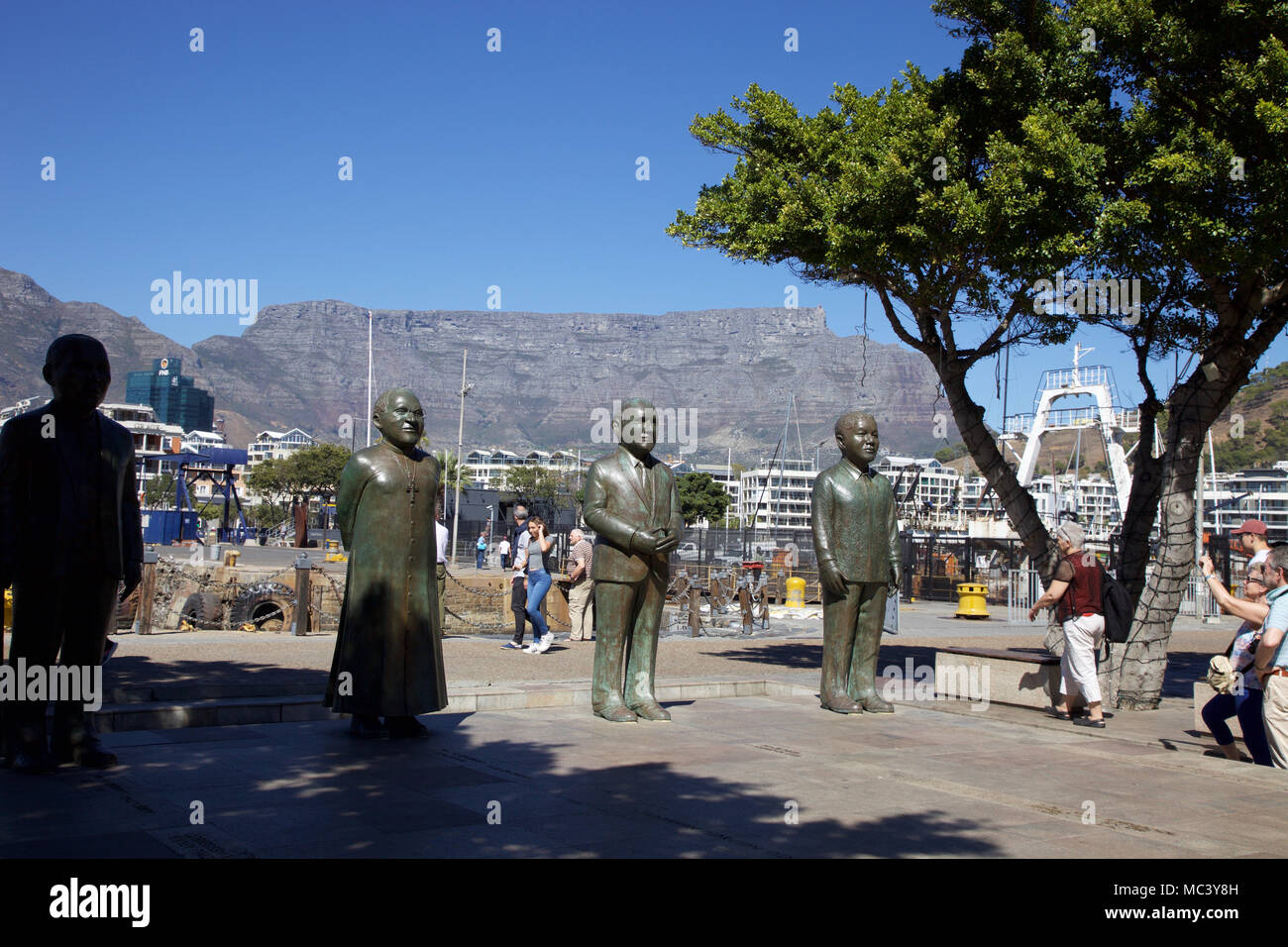 Statues of South African Nobel laureates, Waterfront, Cape Town Stock Photo