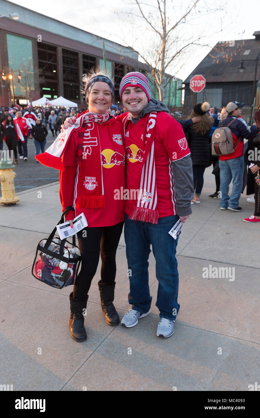 Harrison, United States. 10th Apr, 2018. Fans of Red Bulls attend Scotiabank Concacaf Champions League semifinal between Red Bulls & CD Guadalajara at Red Bull Arena game ended in draw 0 - 0 (1 - 0 aggregate for Guadalajara) Credit: Lev Radin/Pacific Press/Alamy Live News Stock Photo