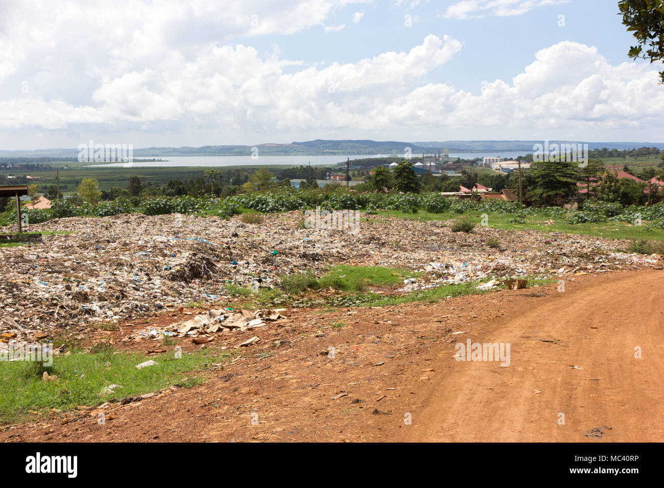 Jinja, Uganda. 21 May 2017. A large landfill of waste sprawling on the suburbs of the Ugandan city of Jinja. Stock Photo