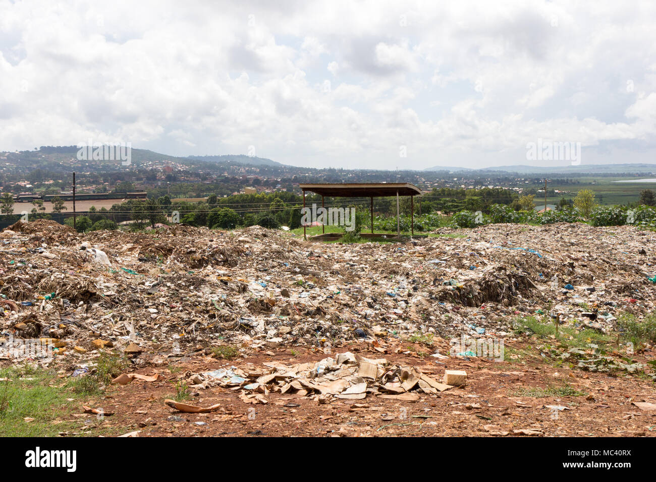 Jinja, Uganda. 21 May 2017. A large landfill of waste sprawling on the suburbs of the Ugandan city of Jinja. Stock Photo