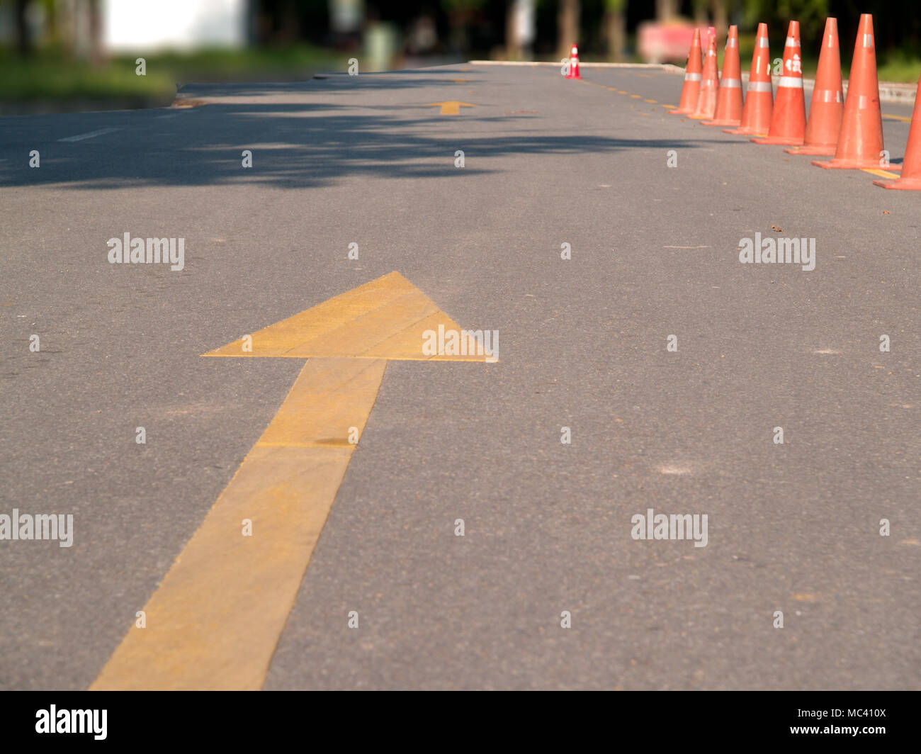 Traffic lines , Yellow line painted on the road surface directions