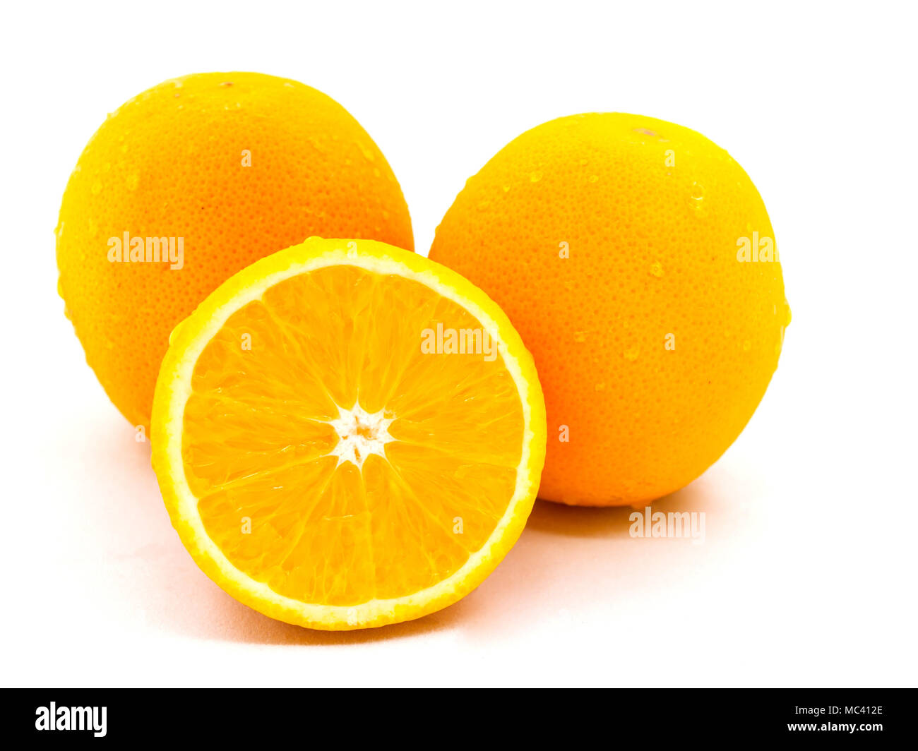 Orange, fruit. , Foods high in vitamin C. Placed on a white background. Stock Photo