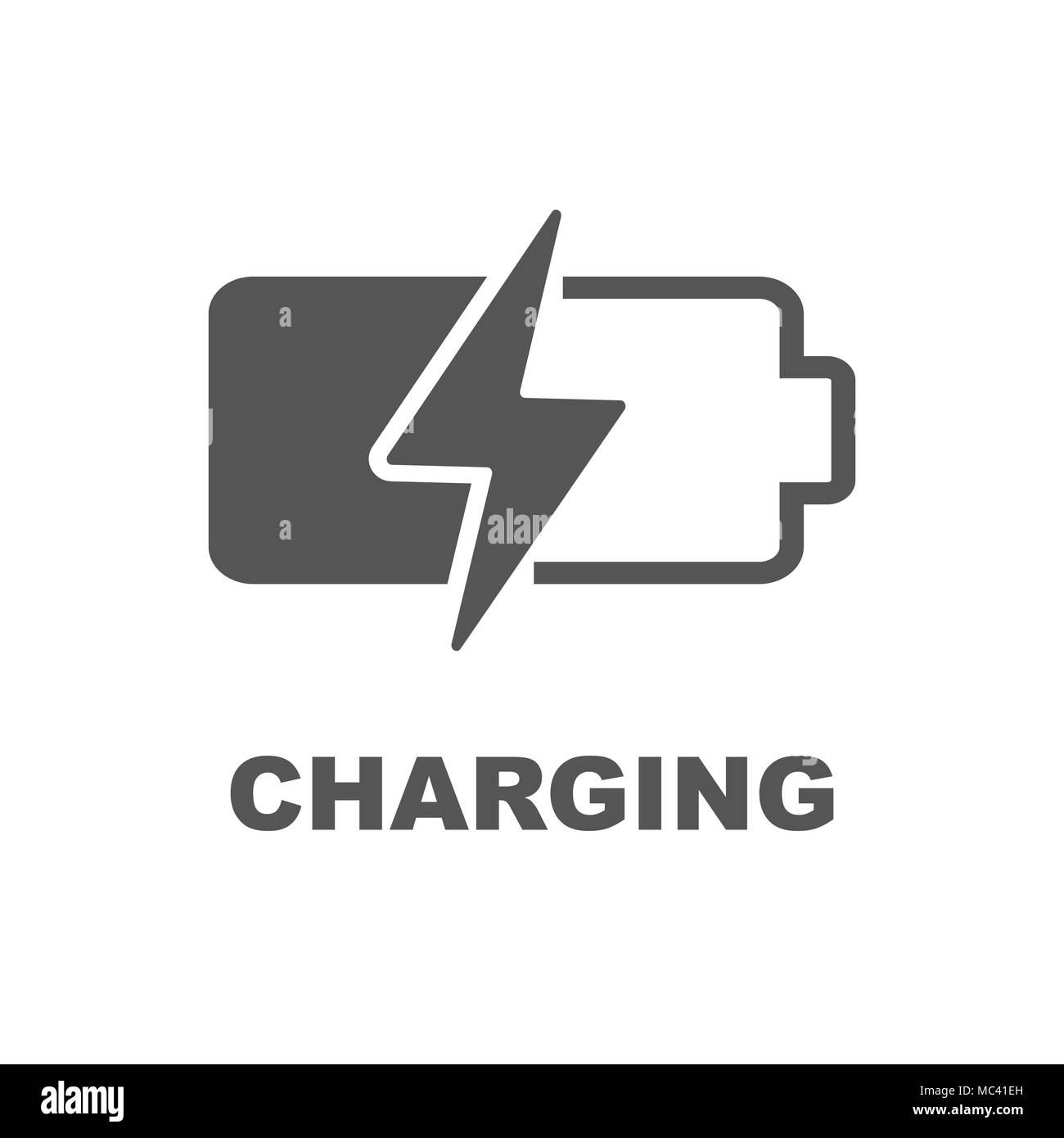 Battery Charging vector icon. Black sign on white background Stock Vector
